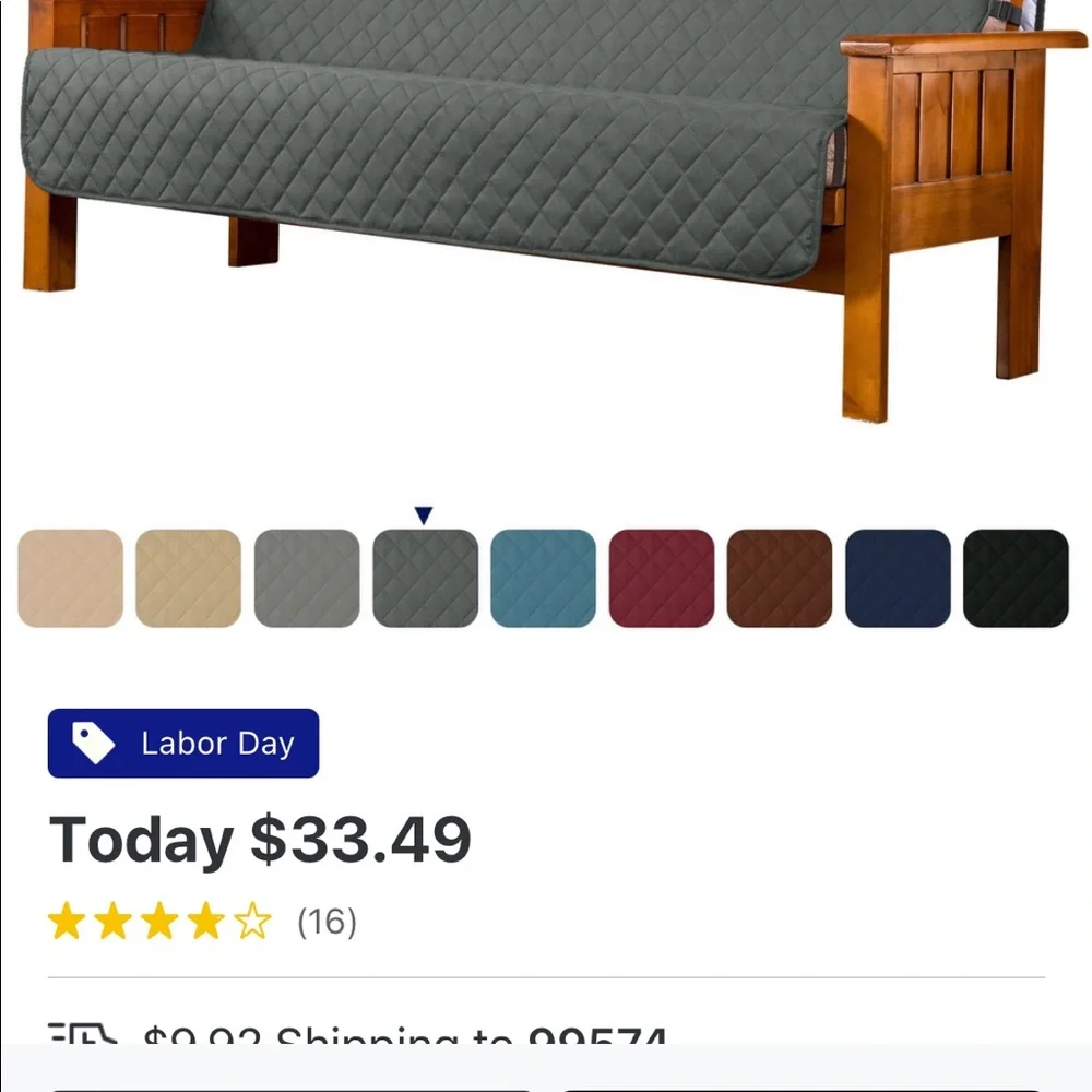 Brand new in packaging grey quilted futon slipcover reversible washable